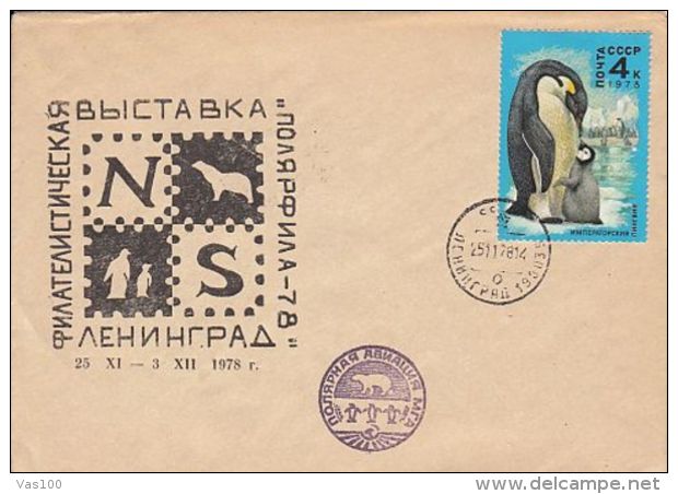 POLAR PHILATELIC EXHIBITION, PENGUINS, POLAR BEAR, SPECIAL COVER, 1978, RUSSIA - Événements & Commémorations