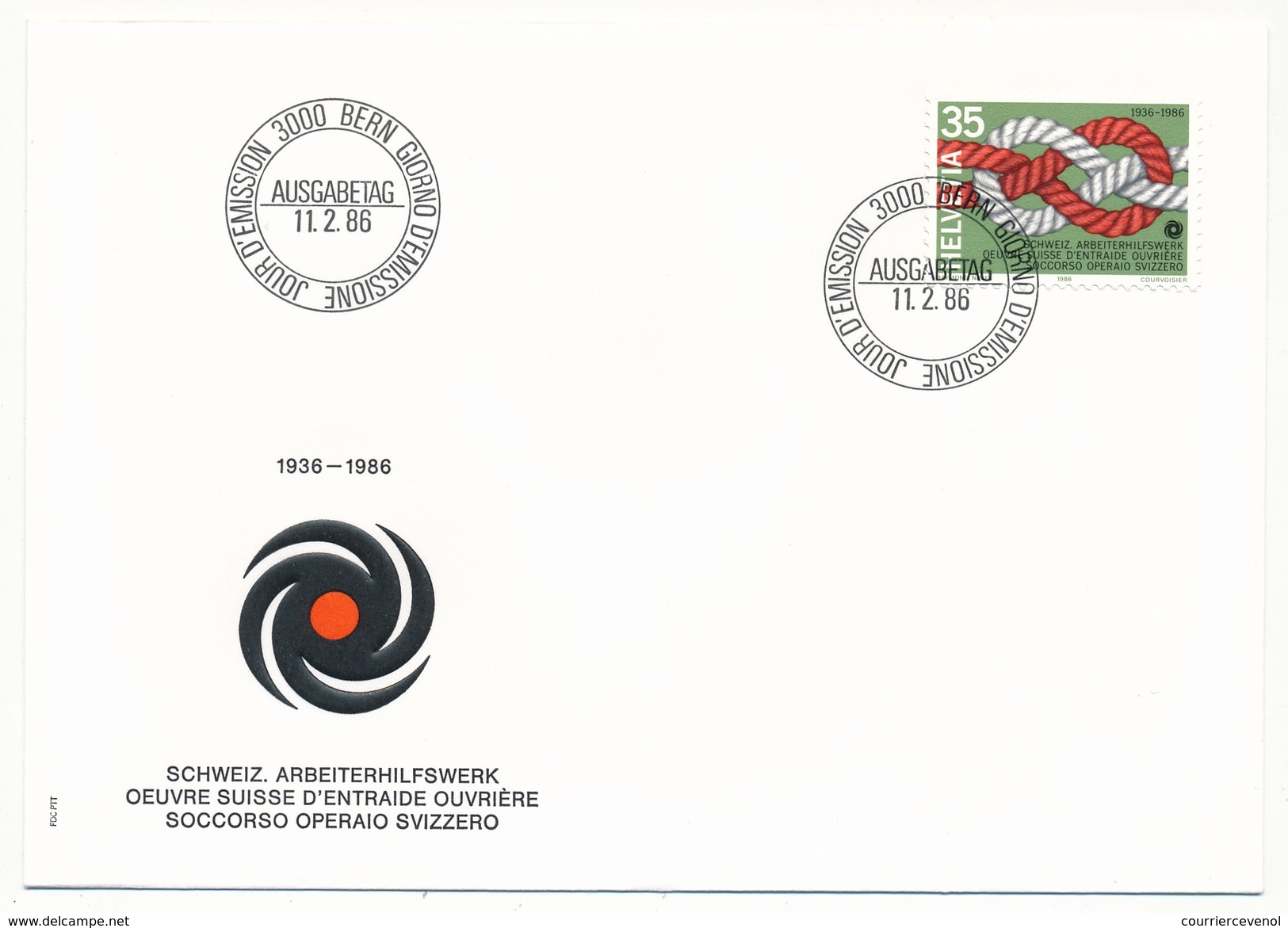 SUISSE - 6 Enveloppes FDC - Timbres Spéciaux 1986 : Entraide Ouvrière, Bataille De Sembach,  - Bern - 11/02/1986 - FDC