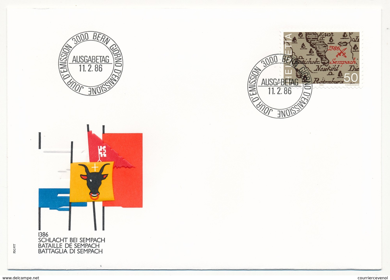 SUISSE - 6 Enveloppes FDC - Timbres Spéciaux 1986 : Entraide Ouvrière, Bataille De Sembach,  - Bern - 11/02/1986 - FDC