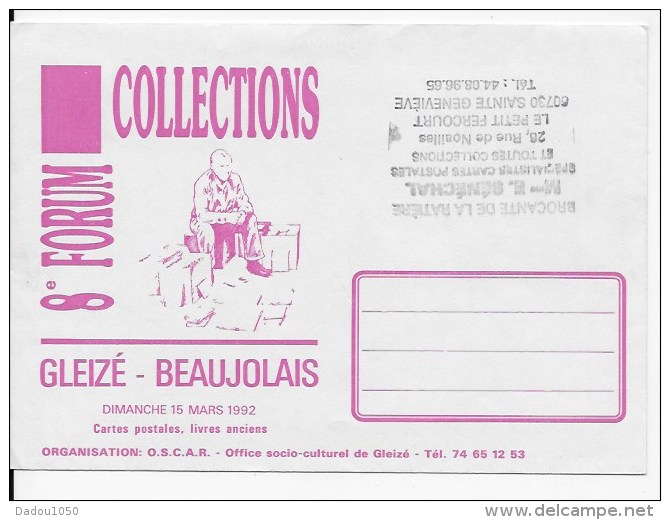 Enveloppe ,Forum Collections Gleizé En Beaujolais 1992 - Sonstige & Ohne Zuordnung