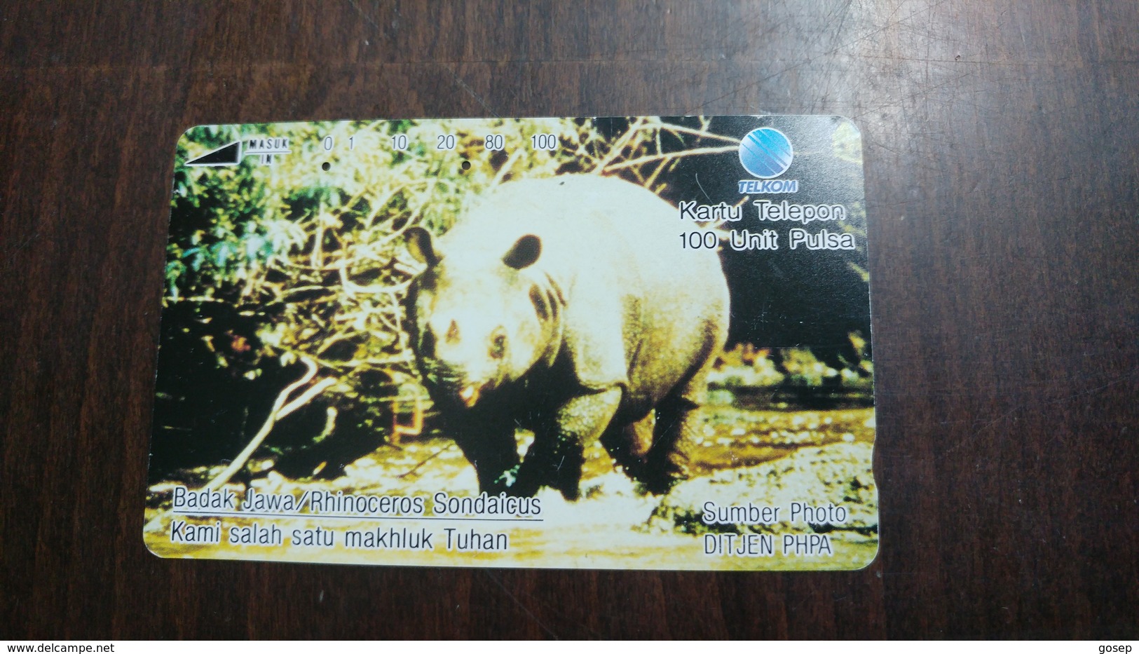 Indonesia-(s186)-badak Jawa-(javan Rhinoceros)-(100units)-used Card - Indonesia