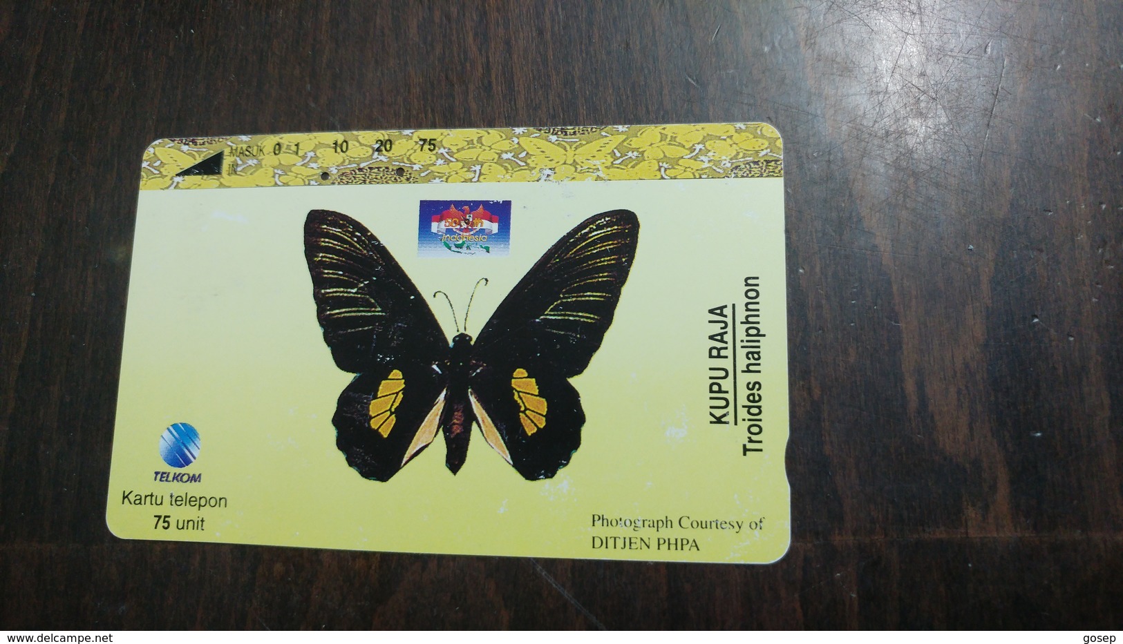 Indonesia-(s342)-butterfly-(kupu Raja Teoides Haliphnon-(75units)-used Card - Indonesia