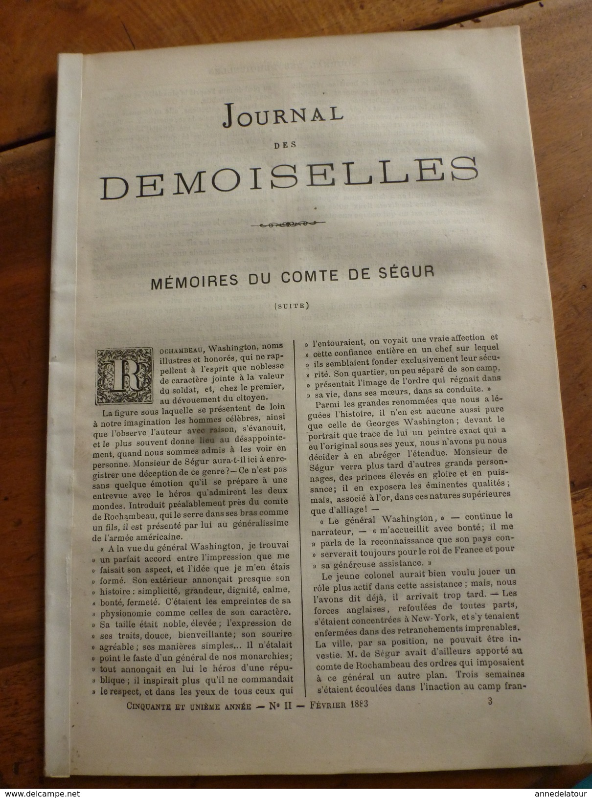 1883 Journal Des Demoiselles  : Mémoires Du Comte De Ségur; En Omnibus; Economie Domestique;etc - Non Classés