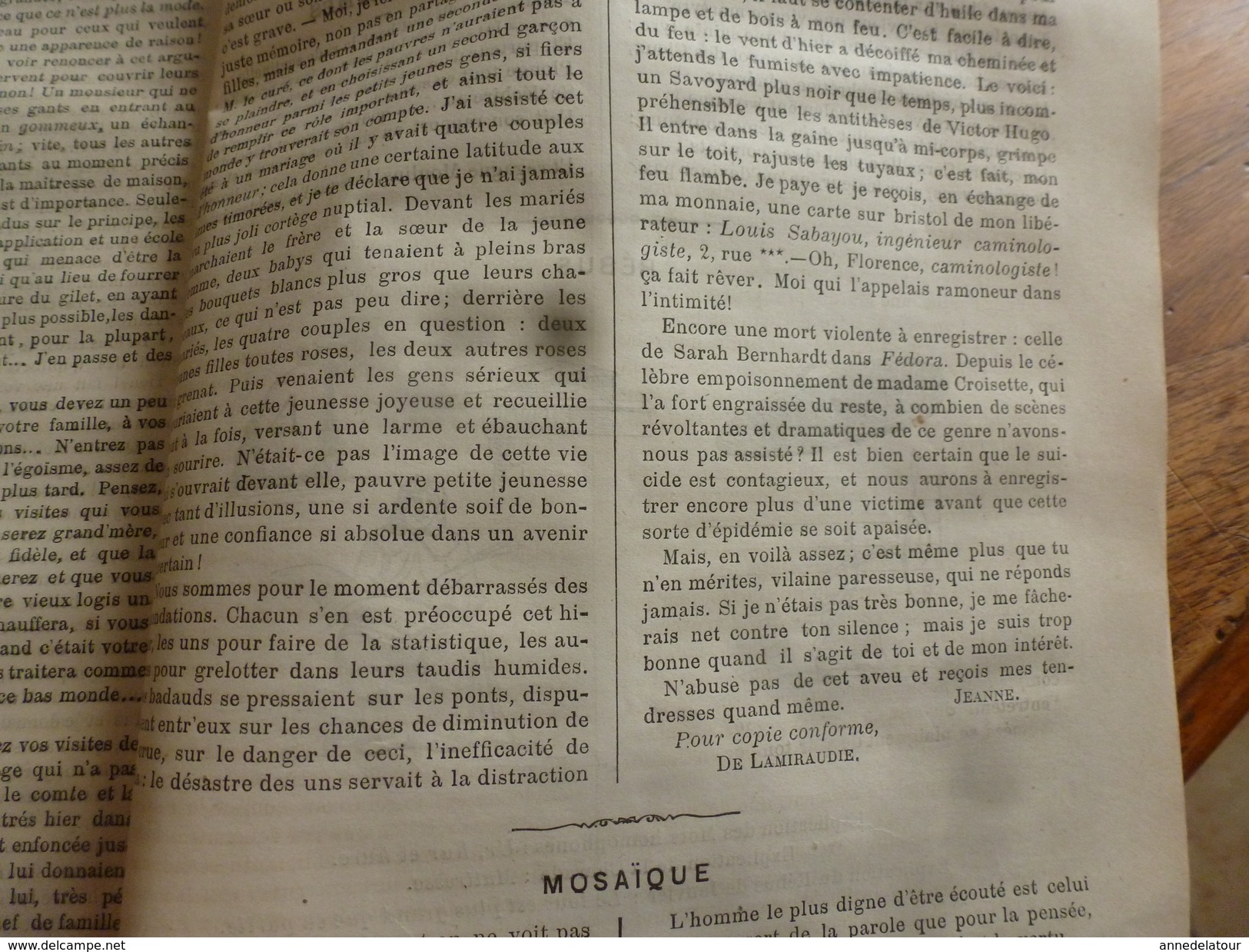 1883 Journal des Demoiselles  : Mémoires du comte de Ségur; En omnibus; Economie domestique;etc