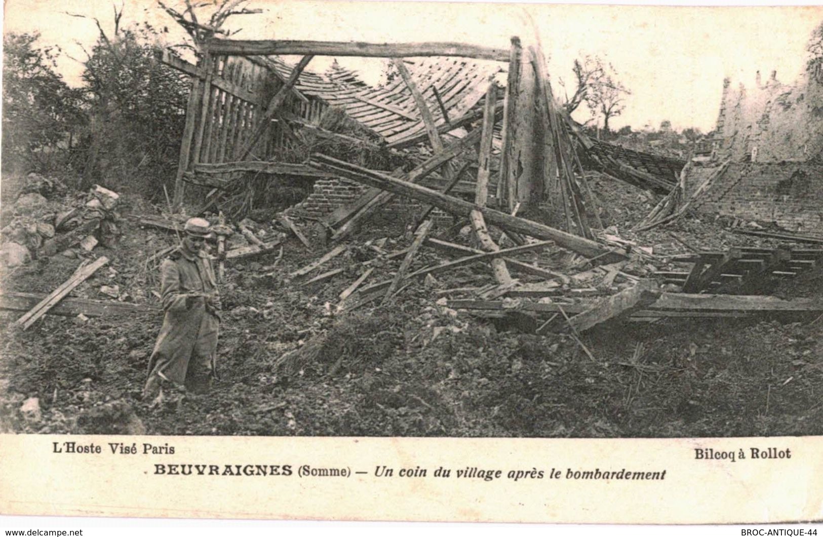 CPA N°6817 - LOT DE 3 CARTES DE BEUVRAIGNES - EGLISE APRES RETRAITE DES ALLEMANDS + DECOMBRES + RUINES - MILITARIA 14-18 - Beuvraignes