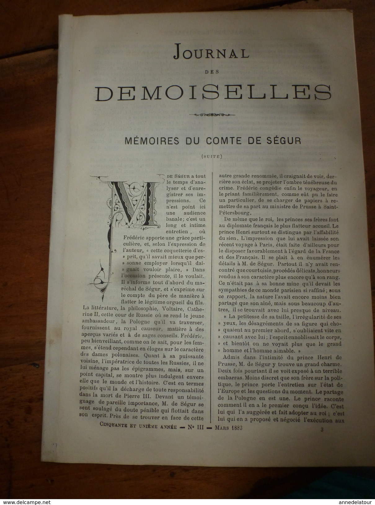 1883 JOURNAL DES DEMOISELLES :Mémoires Du Comte De Ségur;La Vie à Nancy;Plantes étranges (ortie,cuscute,figuier Maudit) - Non Classés