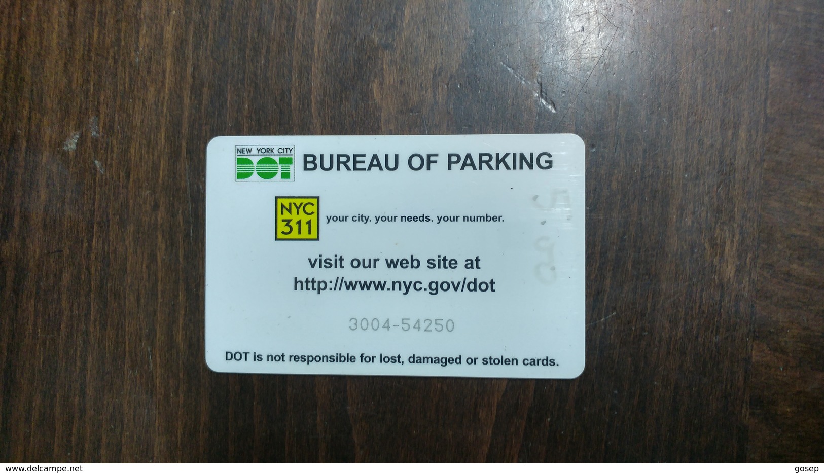 U.s.a-new York City Parking Card From Chip-($50)-used Card+1card Prepiad Free - Other & Unclassified