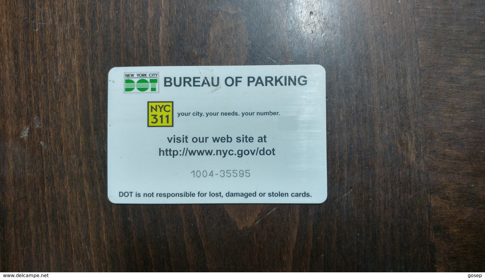 U.s.a-new York City Parking Card From Chip-($100)-used Card+1card Prepiad Free - Altri & Non Classificati
