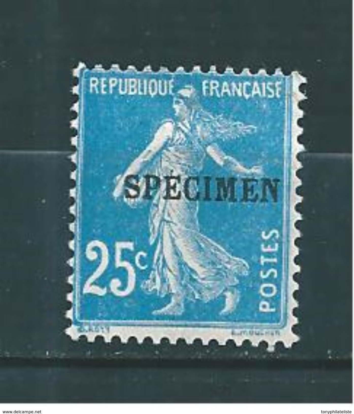 France Type Semeuse 25ct  Bleu  N°140 (surchargé Spécimen)   Neuf * Cote 24&euro;50 - Cours D'Instruction