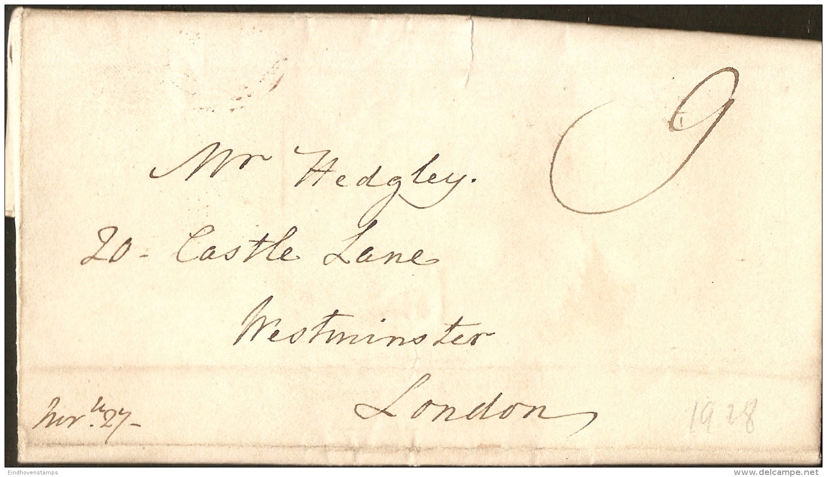 Great Britain 1828 Letter From Ryde (IOW) To Westminster - Full  Letter -  On The Back : London G Postmark - ...-1840 Prephilately