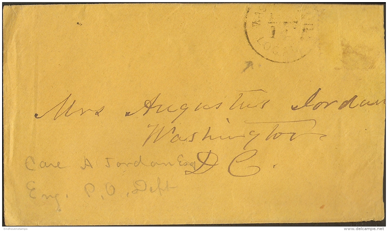 USA Envelope Postmarked Washington Local  - Year ?? - …-1845 Vorphilatelie