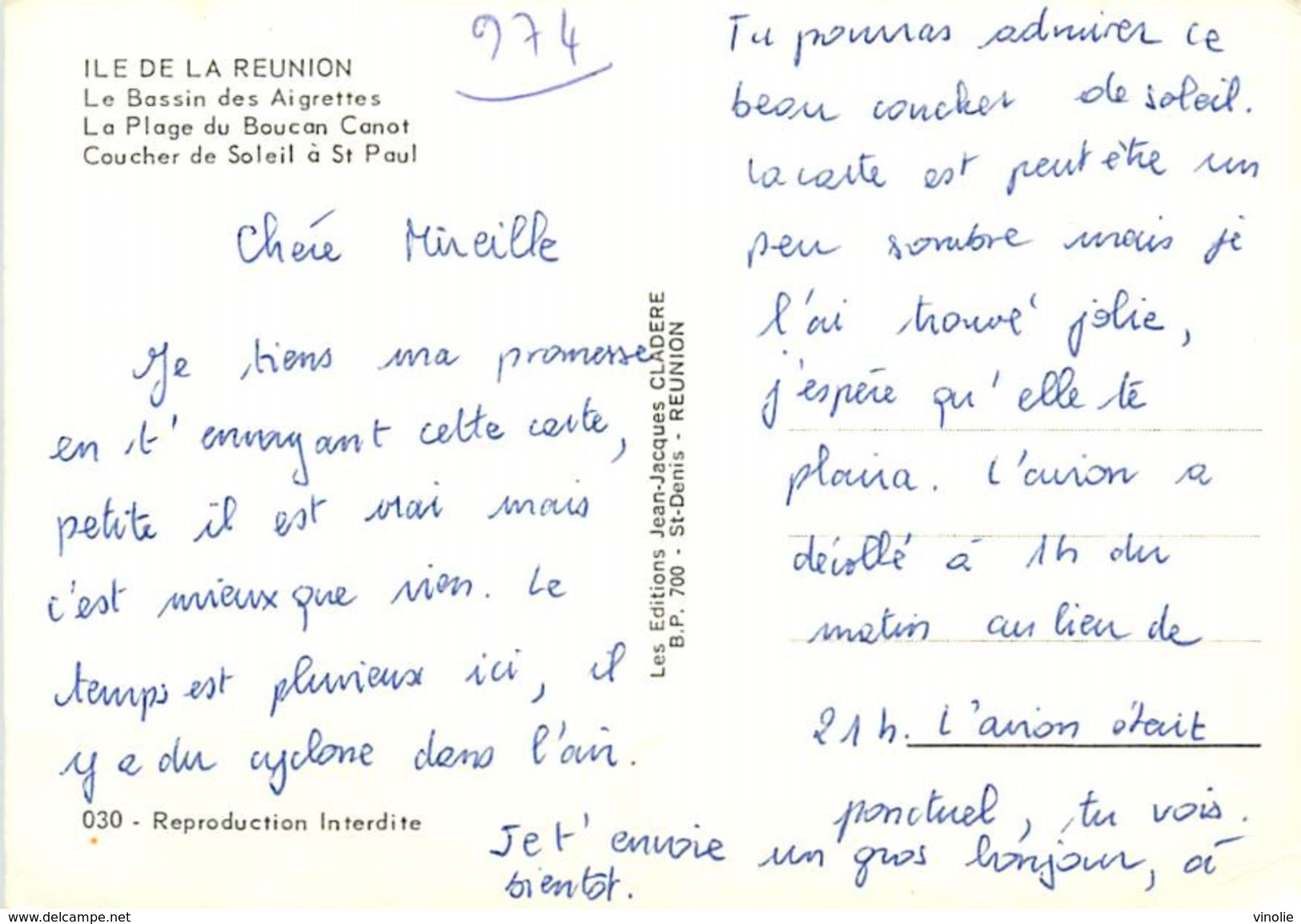 PIE 17-Des.V-5462  :  ILE DE LA REUNION. BASSIN DES AIGRETTES - Autres & Non Classés