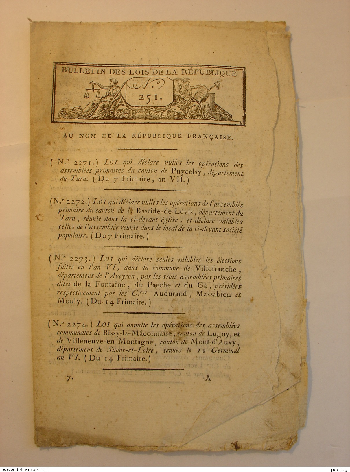 BULLETIN DES LOIS De 1798 - EMPRUNT ANGLETERRE - HOTEL DES MONNAIES MARSEILLE - DOUANES TABAC - FRESSIN BIEZ - VENDEE - Decrees & Laws