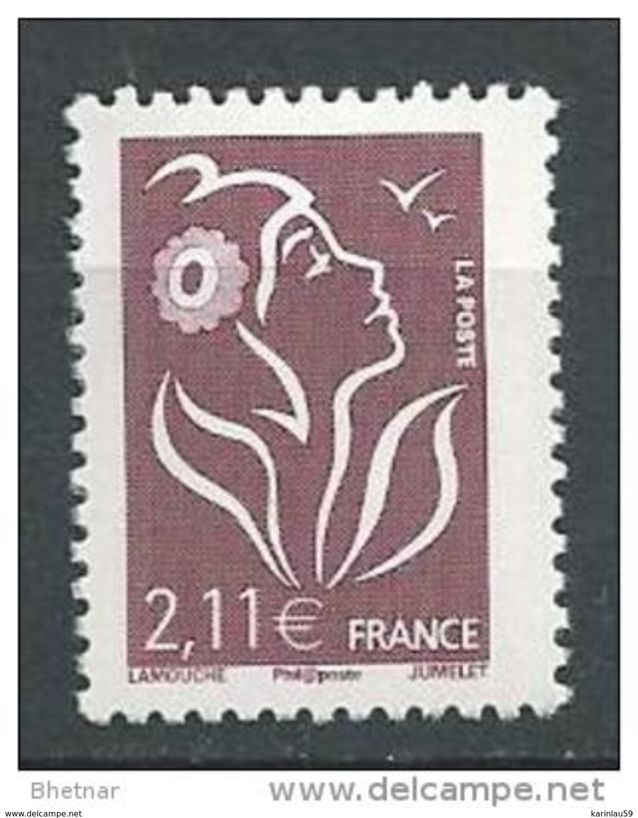 Timbre France Yt 3972 " Marianne Lamouche 2.11&euro; Brun " 2006 Neuf - Unused Stamps