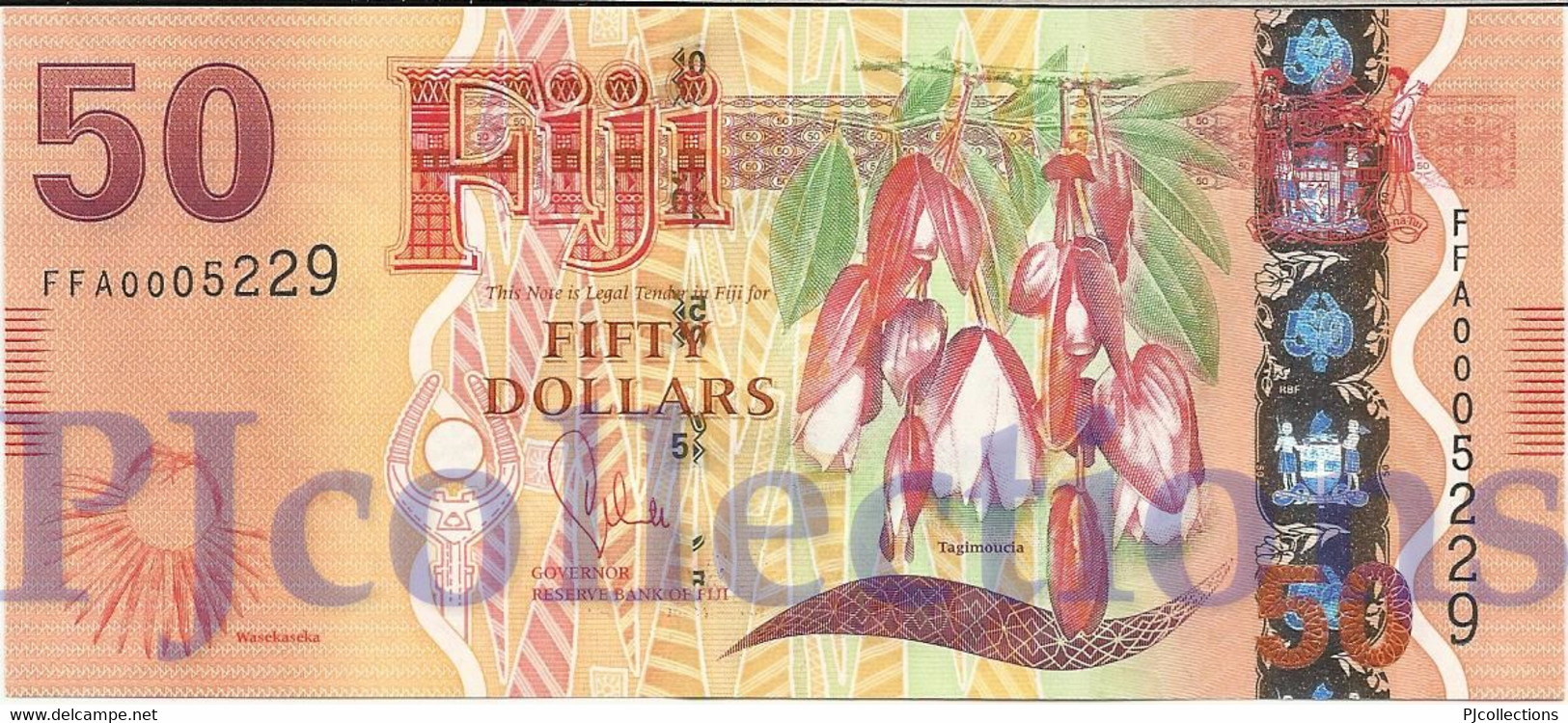 FIJI 50 DOLLARS 2013 PICK 118a UNC PREFIX "FFA" LOW SERIAL NUMBER - Figi