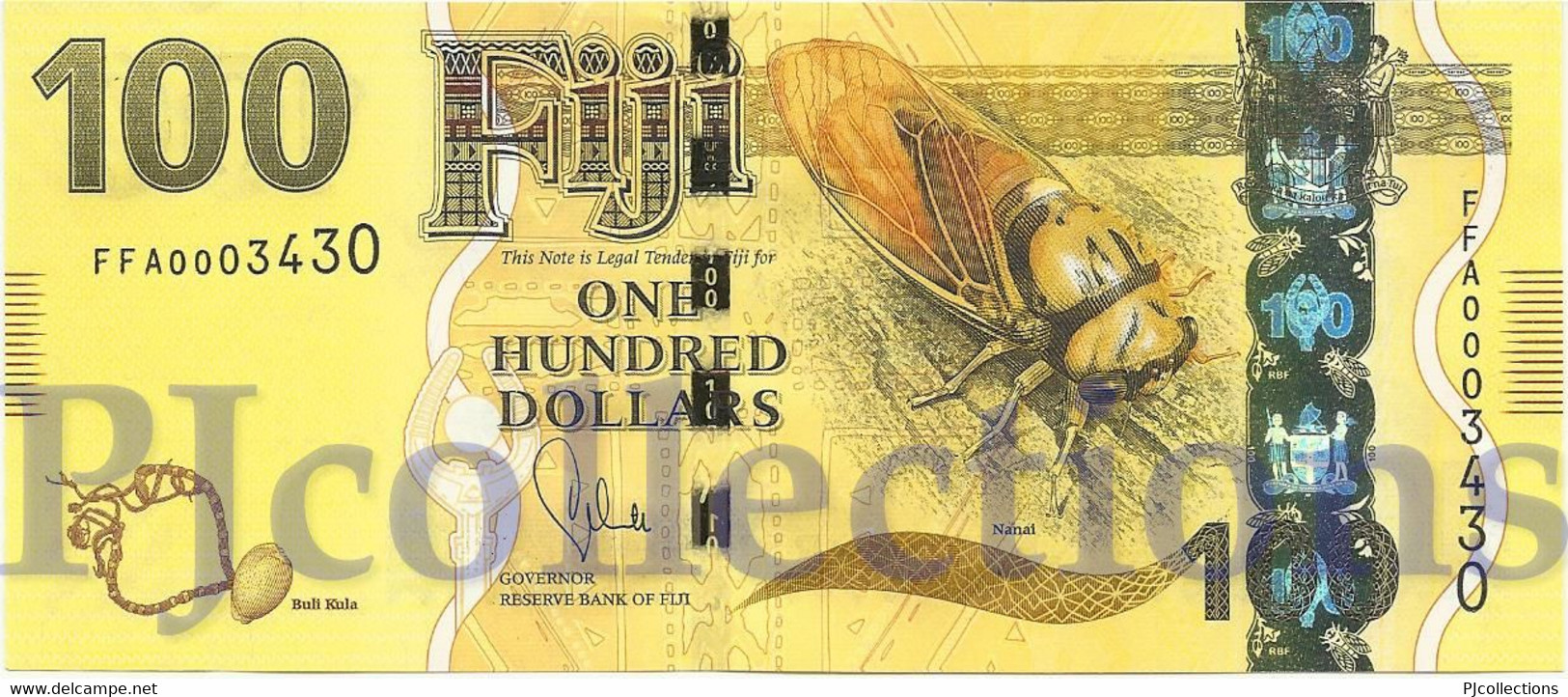 FIJI 100 DOLLARS 2013 PICK 119a UNC LOW & GOOD SERIAL NUMBER "FFA0003433" - Fidji