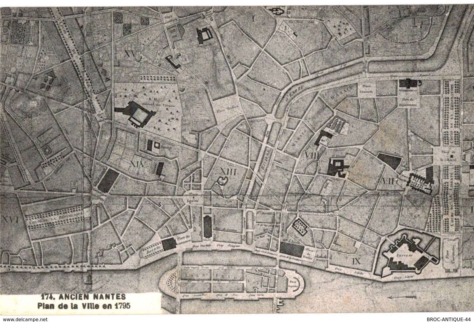 CPA N°6867 - LOT DE 2 CARTES ANCIEN NANTES - PLAN DE LA VILLE EN 1795 + CARTES DES ENVIRONS VERS LA FIN DU XIXe SIECLE - Nantes