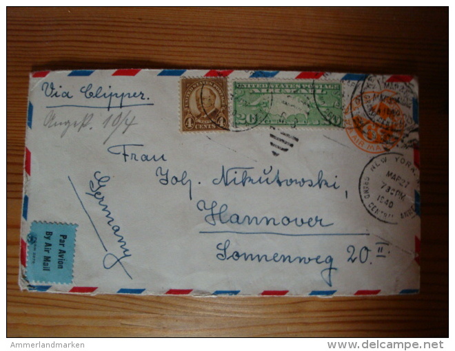 Ganzsachen-Umschlag Mit Zusatzfrankatur Und Zensur Von New Jersey Nach Hannover, Gelaufen 1940 - Lettres & Documents