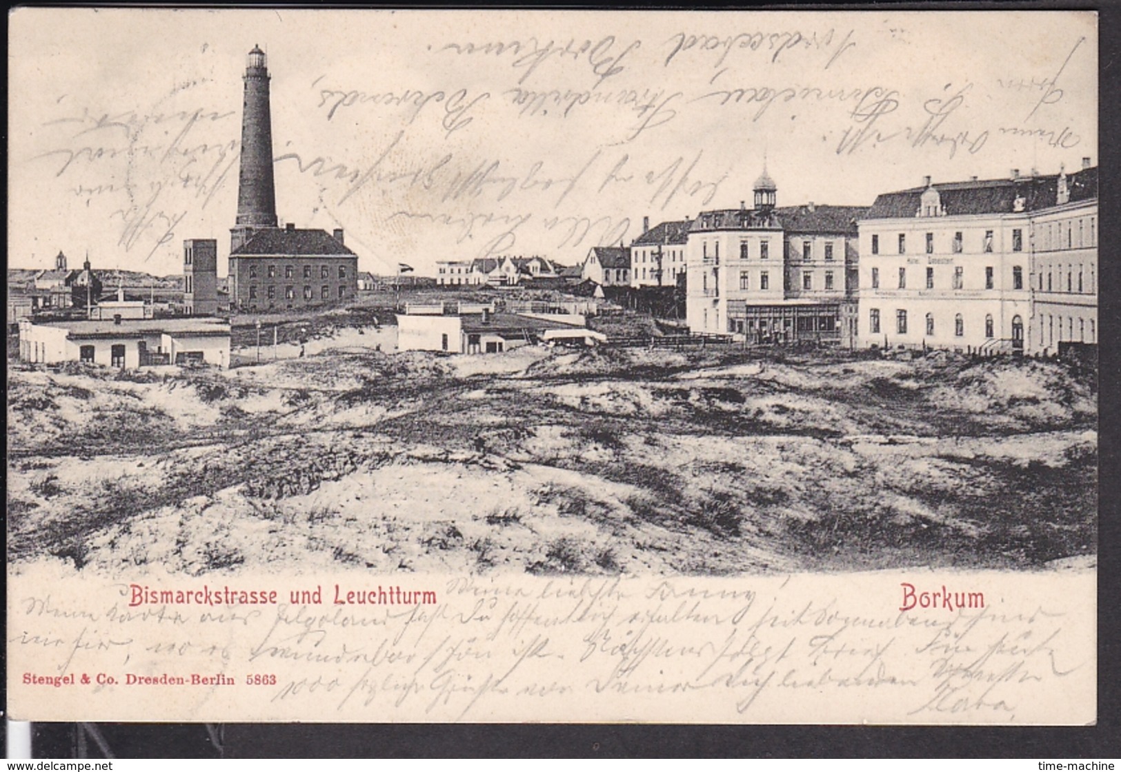 Borkum Bismarckstrasse Und Leuchtturm 1903 - Borkum
