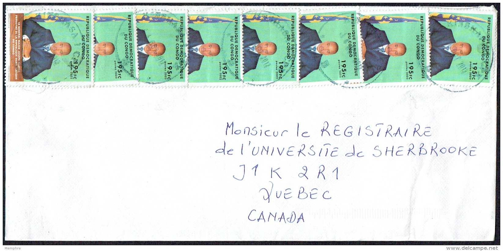 2012  Lettre Pour Le Canada  Président Kabila 195 Fr X 8 - Covers