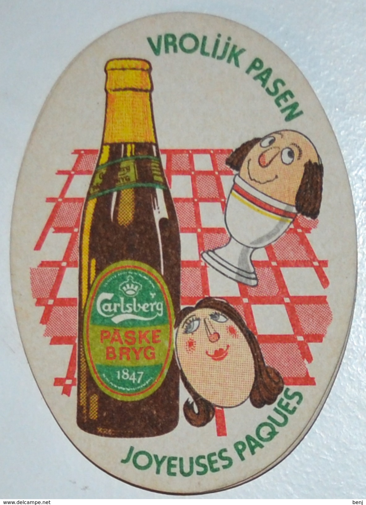 Sous-bock CARLSBERG Paske Bryg Vrolijk Pasen Joyeuses Pâques (coquetier Oeuf à La Coque) Bierviltje Coaster (CX) - Sous-bocks