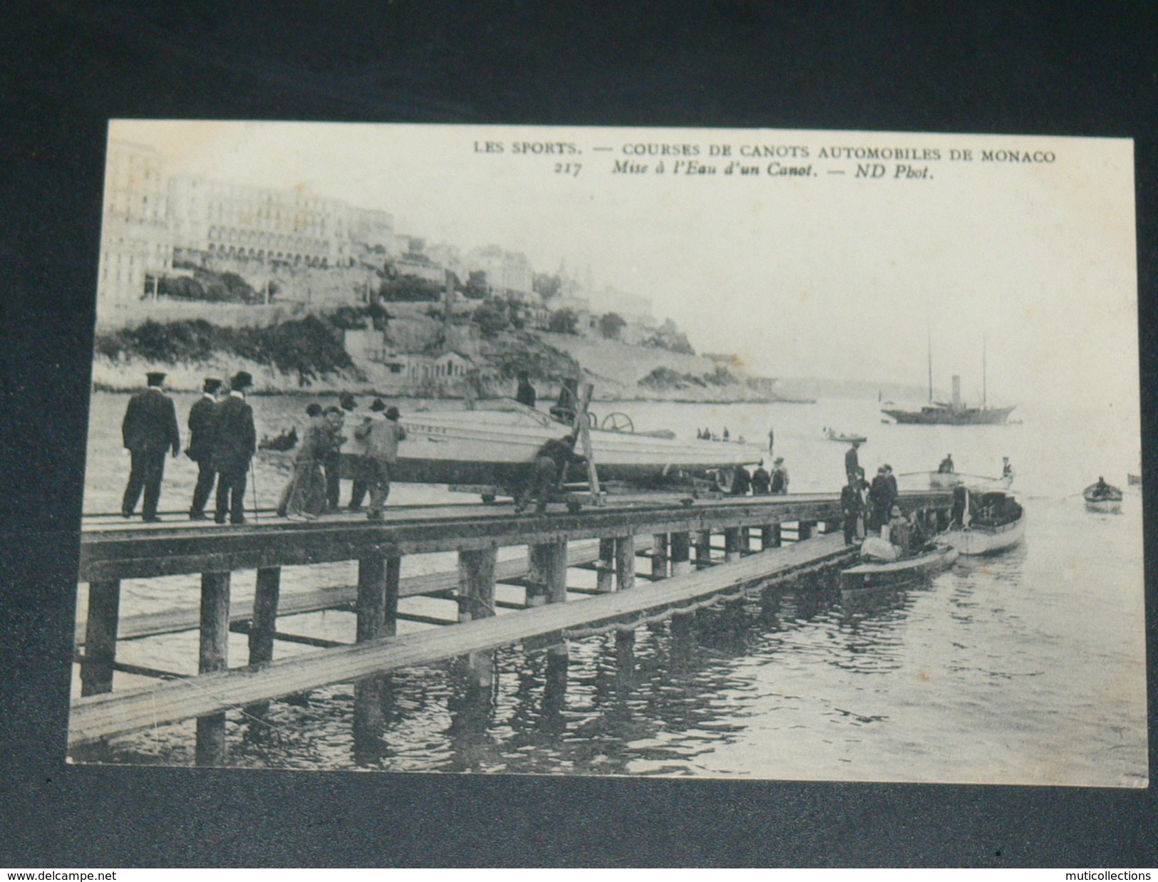 MONACO  1910  /  SPORT / COURSE DE CANOT  AUTOMOBILE /  MISE A L EAU D UN CANOT  / CIRC OUI  EDIT - Puerto