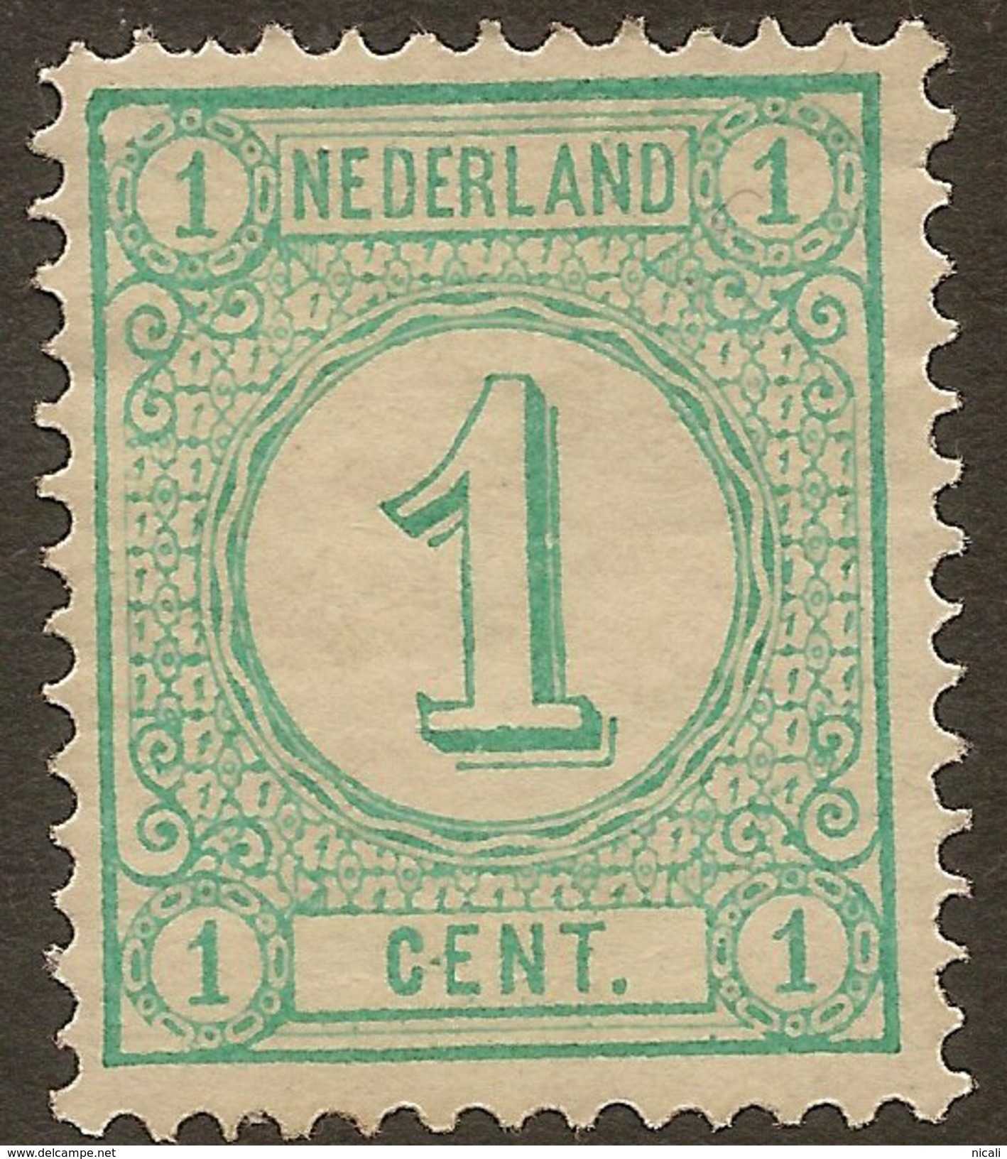 NETHERLANDS 1876 1c Emerald SG 140 HM #AAL17 - Ungebraucht