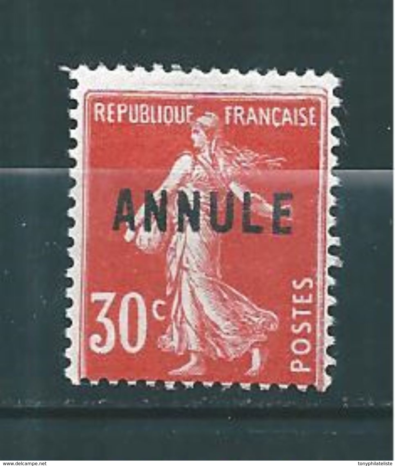 France Type Semeuse 30ct  Rouge  N°160 (surchargé Annulé)   Neuf * - Instructional Courses