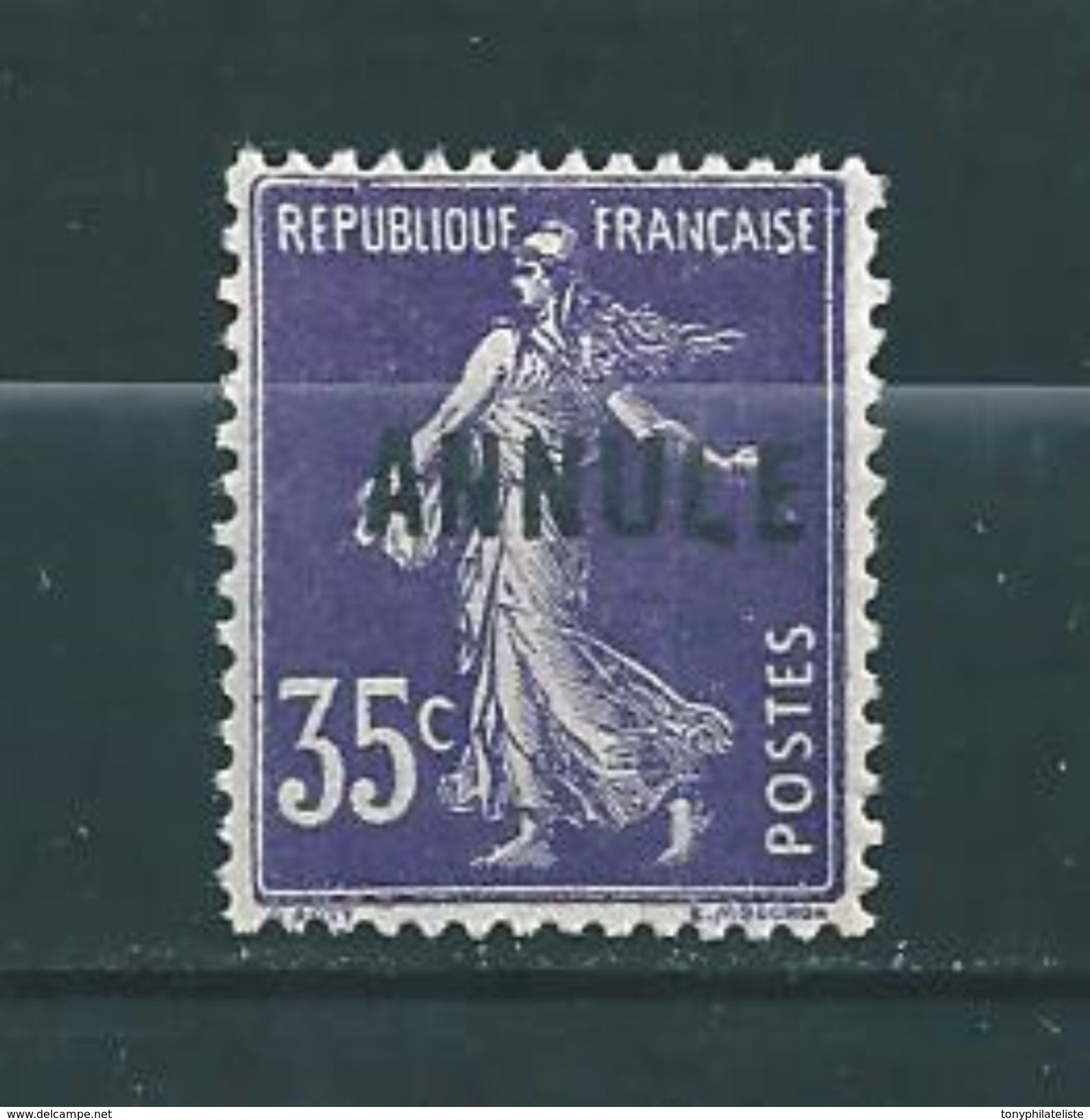 France Type Semeuse 35ct  Violet  N°142 (surchargé Annulé)   Neuf * - Cursussen