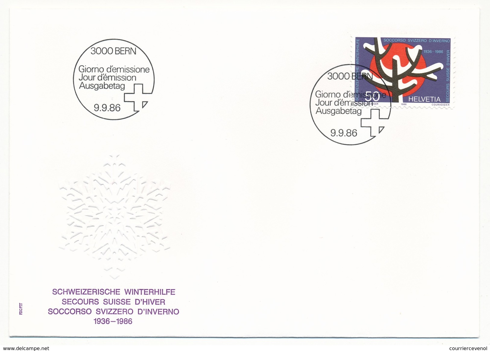 SUISSE - 5 Enveloppes FDC - Timbres Spéciaux 1986 : Croix Rouge, Secours Suisse, Année Paix  - Bern - 9/09/1986 - FDC