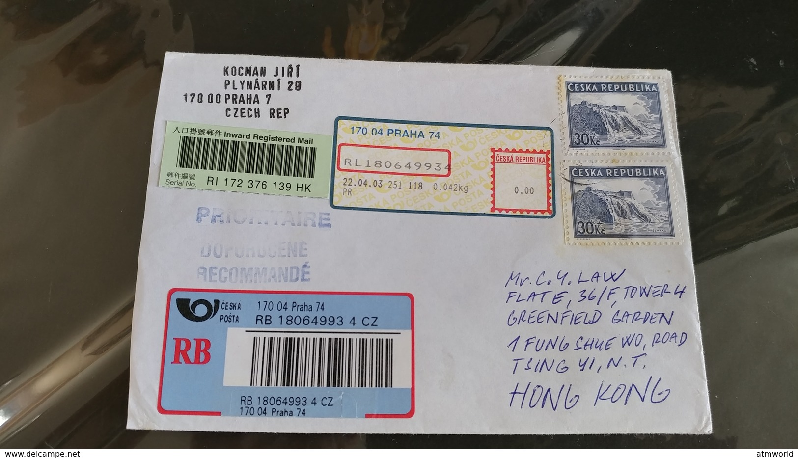 Postal Cover From Ceska Republika To Hong Kong - Colecciones & Series