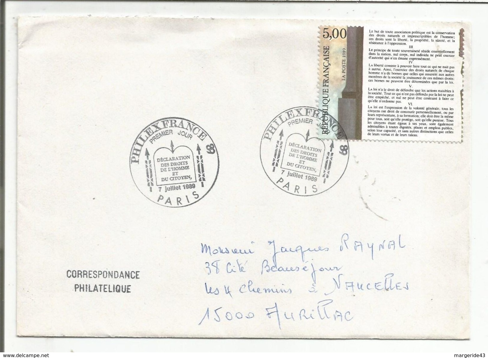 OBLITERATION PHILEXFRANCE 89 - Commemorative Postmarks