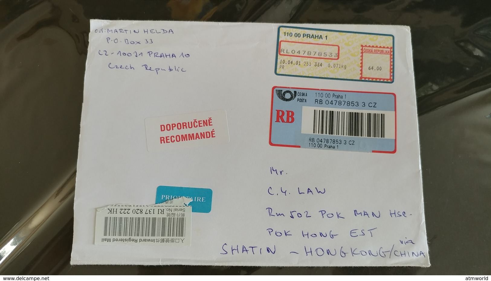 Postal Cover From Ceska Republika To Hong Kong - Collezioni & Lotti