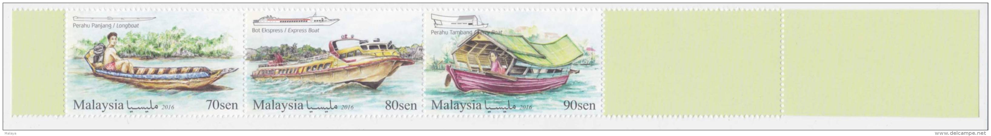 Malaysia River Transportation Sarawak Transport  Setenant Se-tenant Strips MNH Unissued 2016 - Malaysia (1964-...)