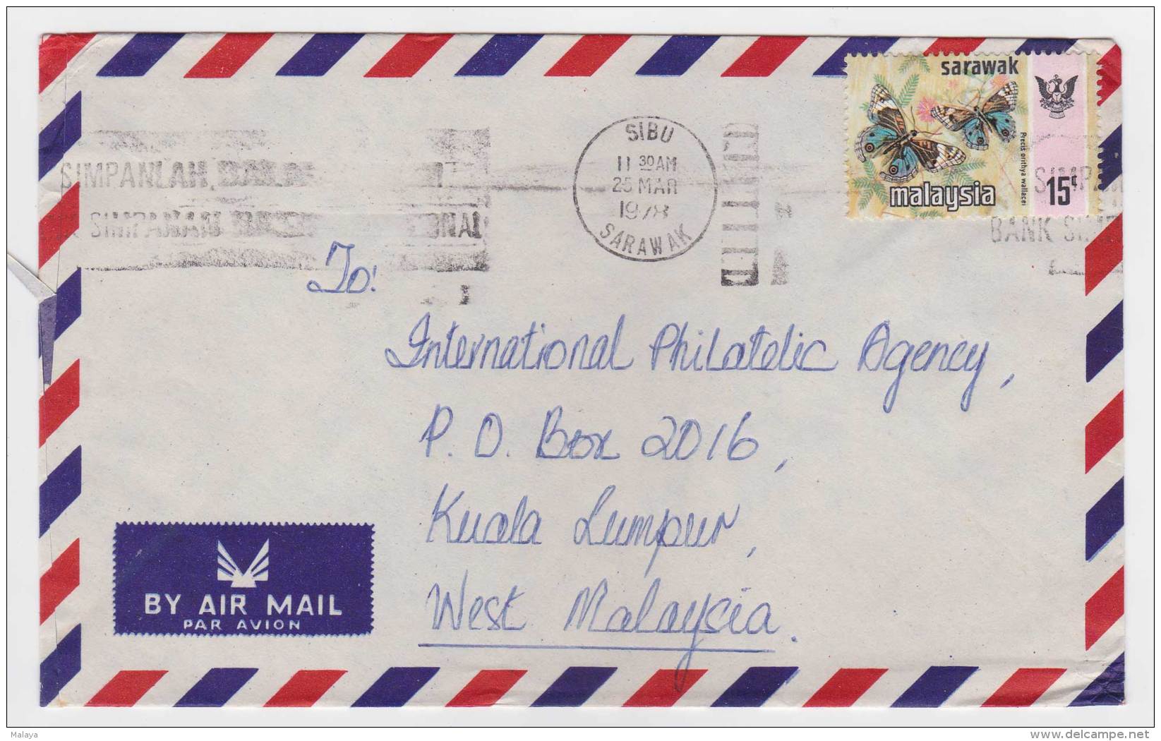 Malaysia Harrison Butterflies Sarawak 1978 Letter Postal Cover History Sibu - Malaysia (1964-...)