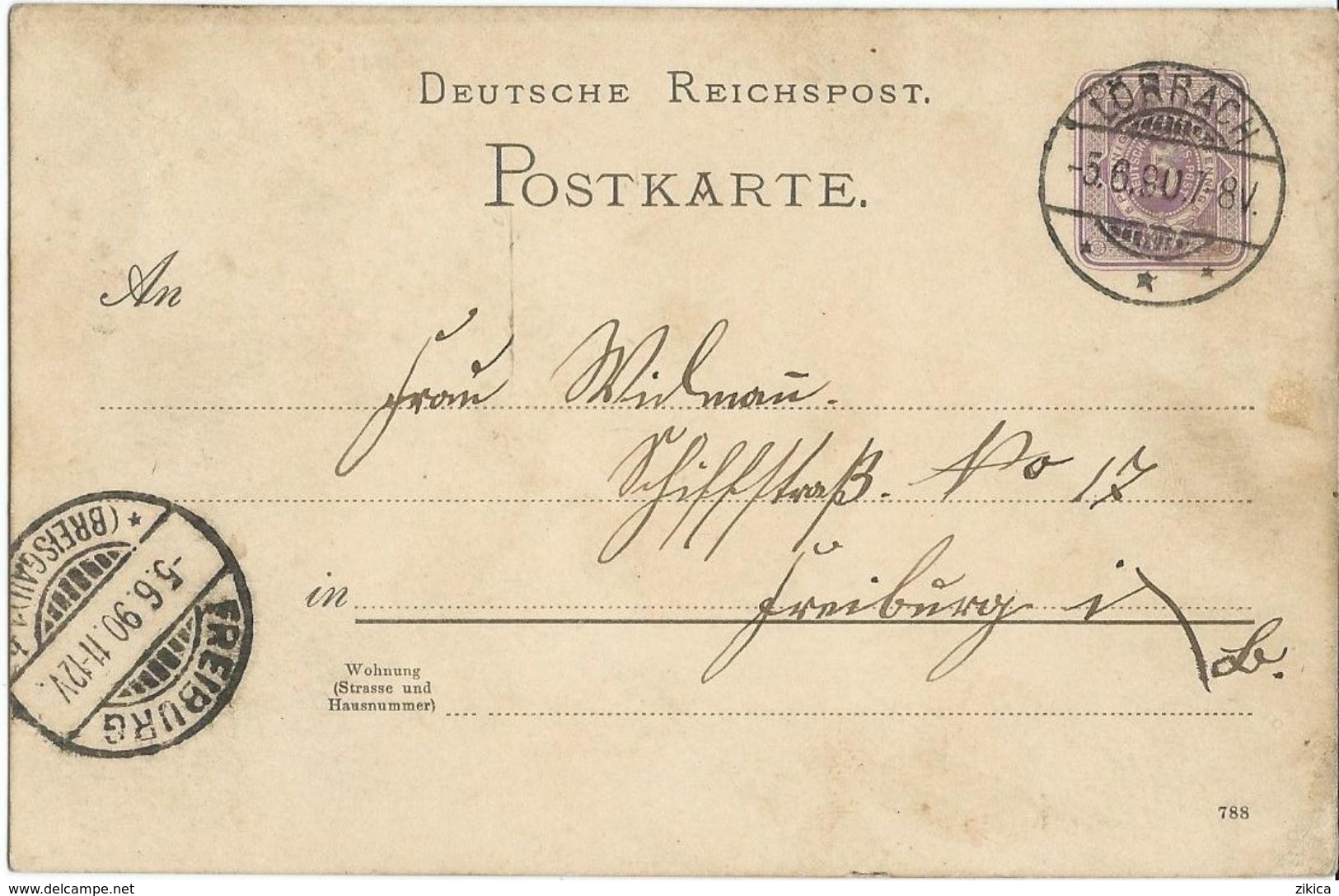 STEMPEL: Lorrach And ( Friburg Im Brisgau ). - Stamped Stationery 1890 - Autres & Non Classés