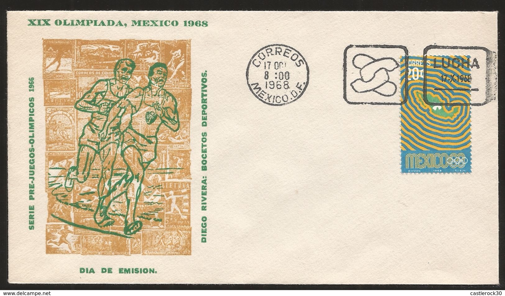 A) 1966 MEXICO, SPORTS, OLYMPIC GAMES, ATHLETICS, FIGHT, RUNNER, AIRMAIL, PRE-OLYMPICS SERIE OF 4, FDC. - Mexico