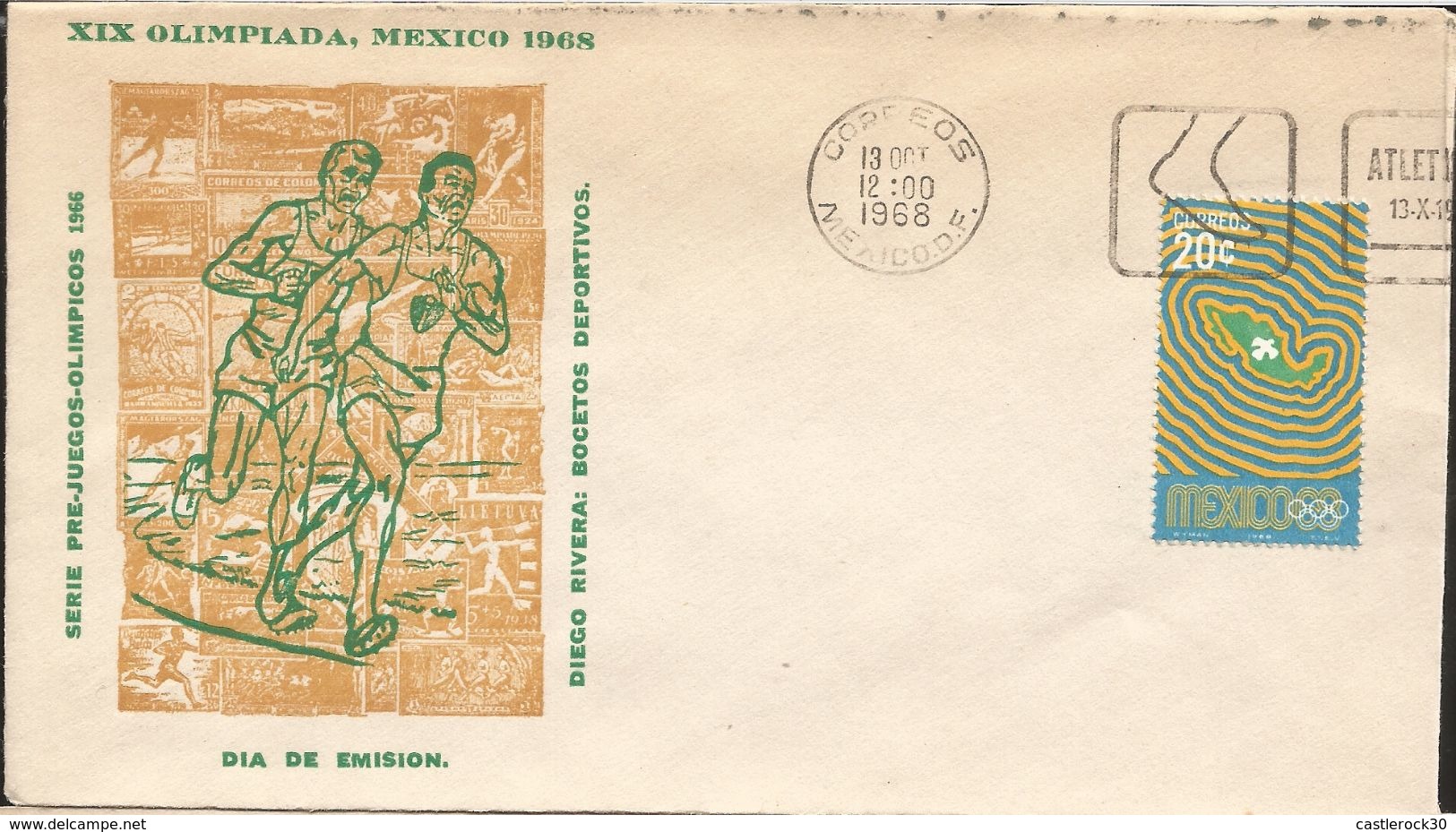 A) 1966 MEXICO, SPORTS, OLYMPIC GAMES, ATHLETICS, FIGHT, RUNNER, AIRMAIL, PRE-OLYMPICS SERIE OF 4, FDC. - Mexico