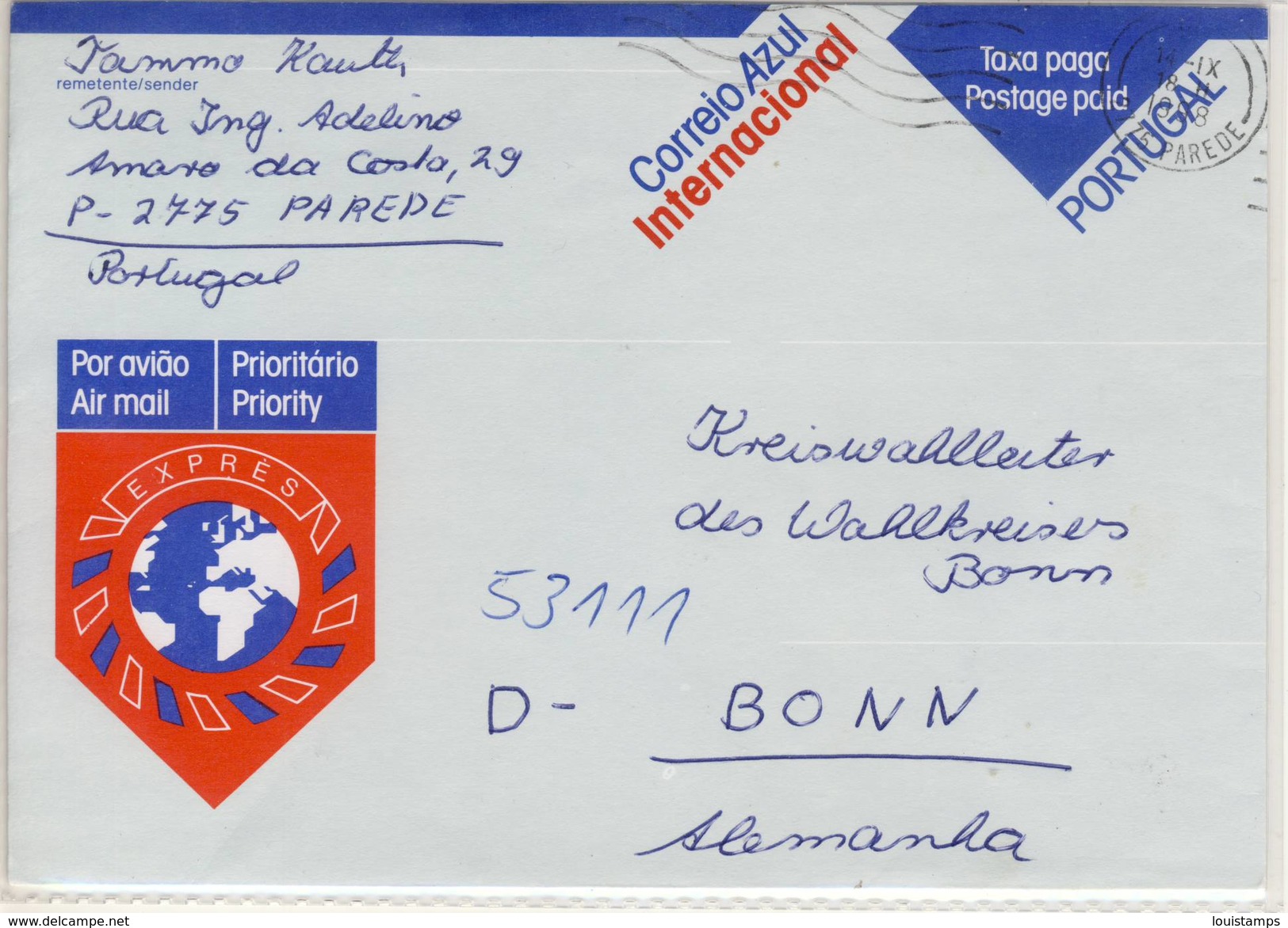 AIR MAIL, Taxa Paga - 1998,    Ref. 134 - Lettres & Documents