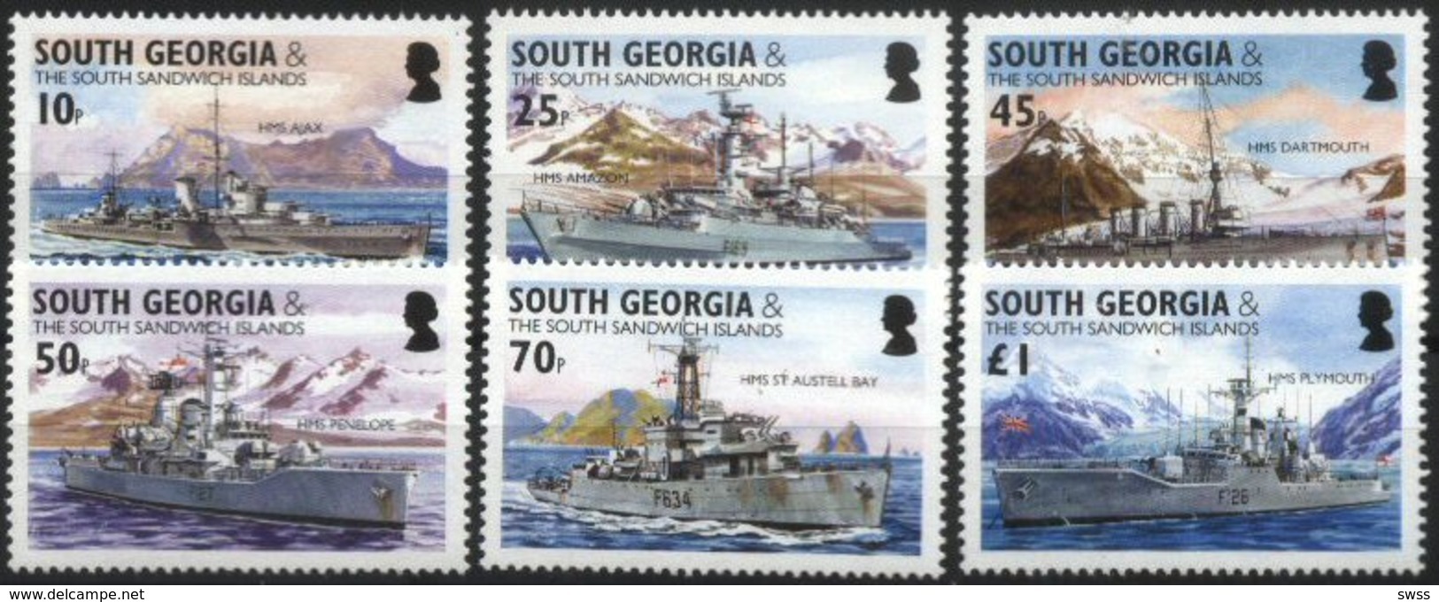 SOUTH GEORGIA AND SOUTH SANDWICH ISLANDS, 2004, WARSHIPS, YV#375-80, MNH - Géorgie Du Sud