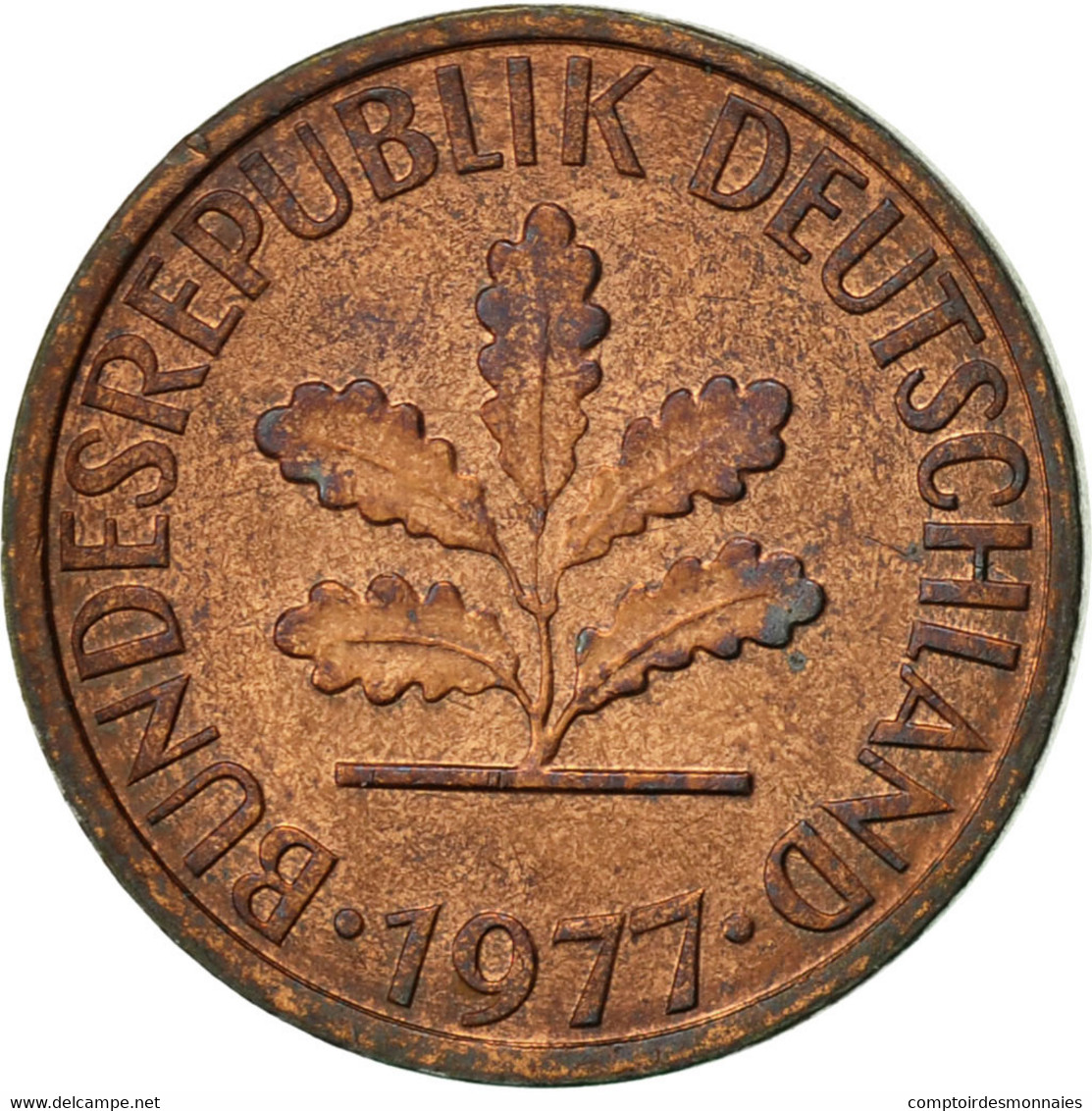 Monnaie, République Fédérale Allemande, Pfennig, 1977, Stuttgart, TTB, Copper - 1 Pfennig
