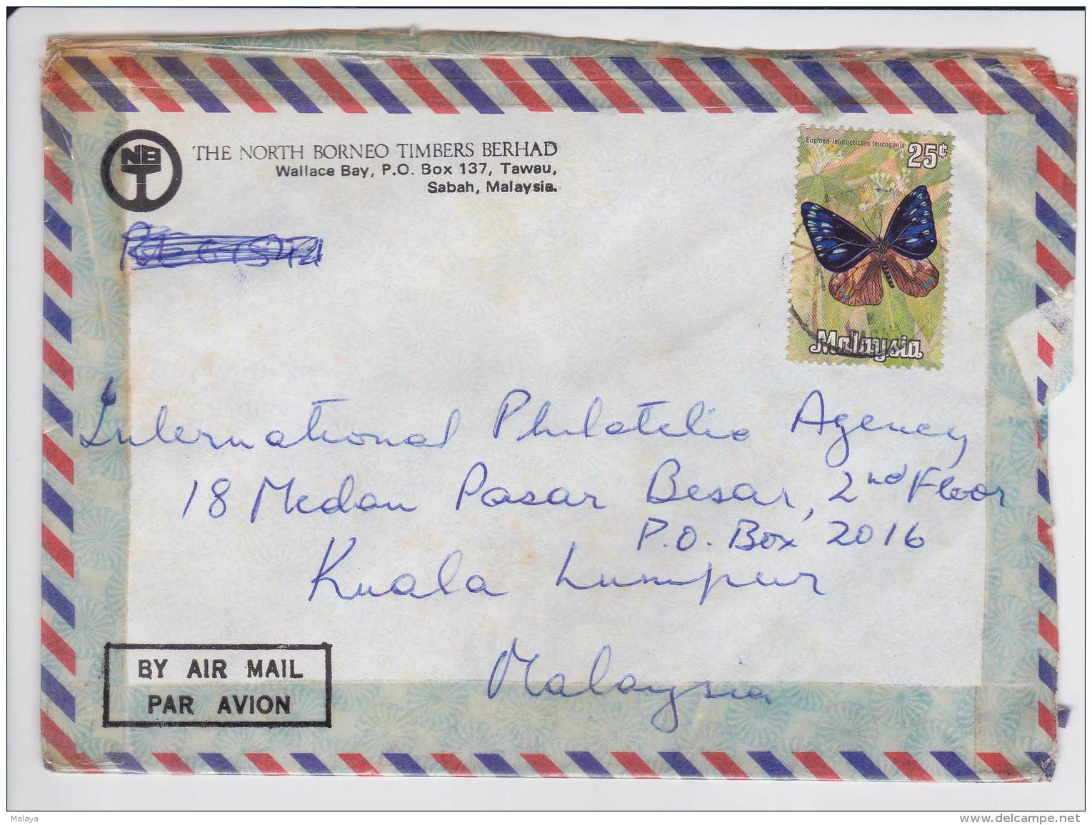 Malaysia Butterflies 25c 1971-1978 Letter Postal Cover History Stamp National Definitive - Malaysia (1964-...)