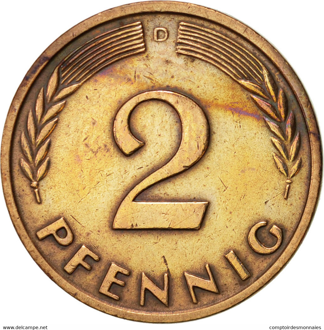 Monnaie, République Fédérale Allemande, 2 Pfennig, 1961, Munich, SUP, Bronze - 2 Pfennig