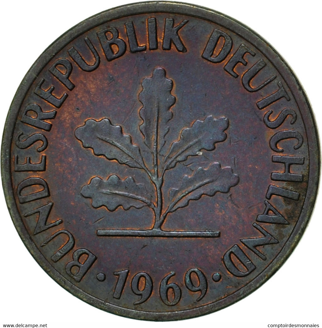 Monnaie, République Fédérale Allemande, Pfennig, 1969, Stuttgart, TTB, Copper - 1 Pfennig