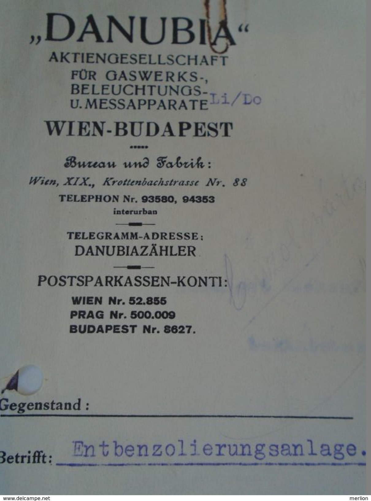 AD036.22 Old Letter   Austria -DANUBIA -WIEN-BUDAPEST -GASWERKS -1925 -Gaswerke Budapest - Austria