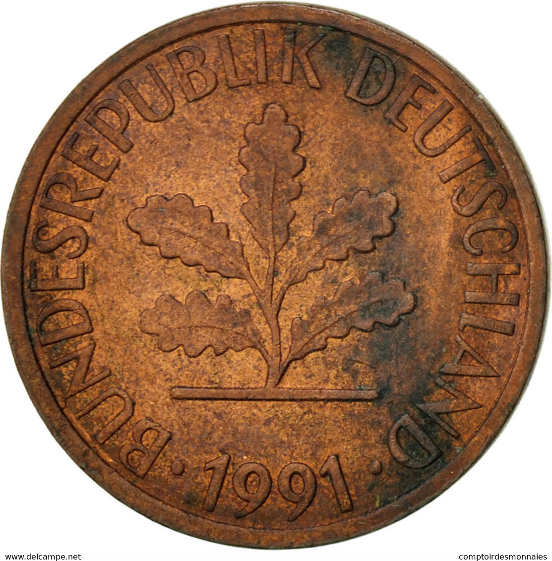 Monnaie, République Fédérale Allemande, Pfennig, 1991, Stuttgart, TTB, Copper - 1 Pfennig