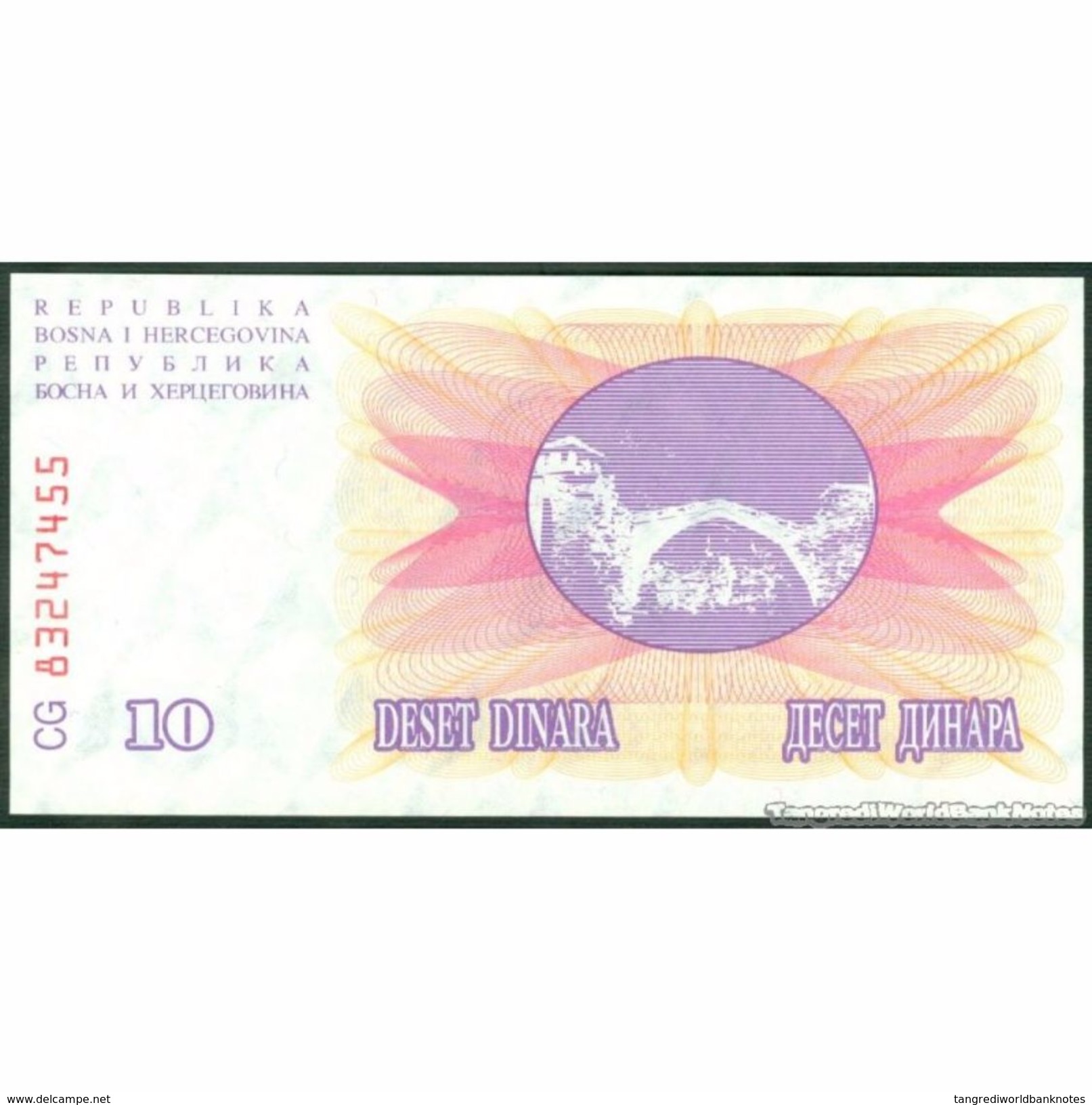 TWN - BOSNIA-HERZEGOVINA 10a - 10 Dinara 1.7.1992 Various Prefixes UNC - Bosnia Erzegovina