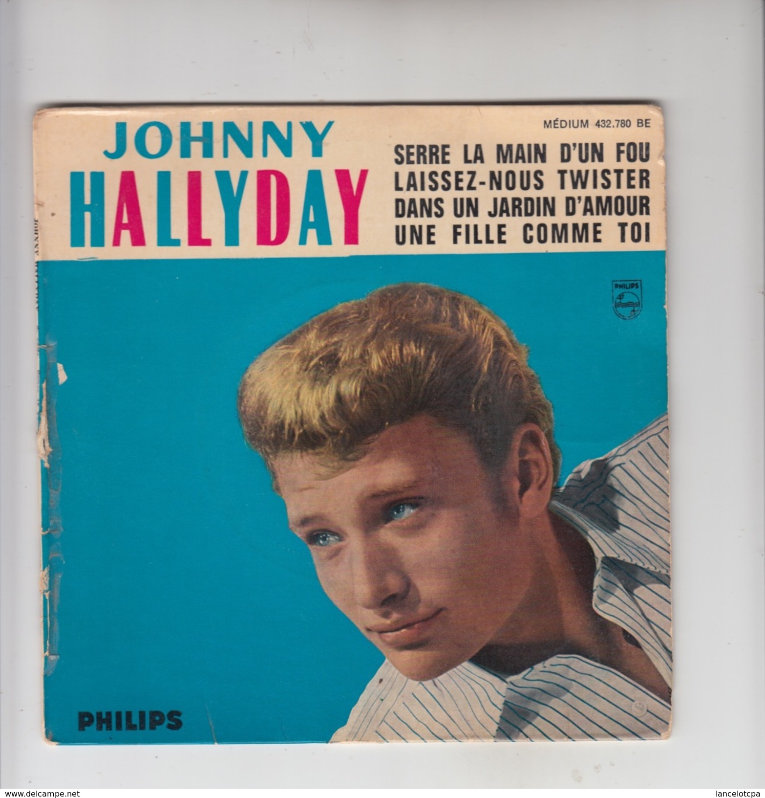 DISQUE VINYL / JOHNNY HALLYDAY - SERRE LA MAIN D'UN FOU - LAISSEZ NOUS TWISTER - Rock