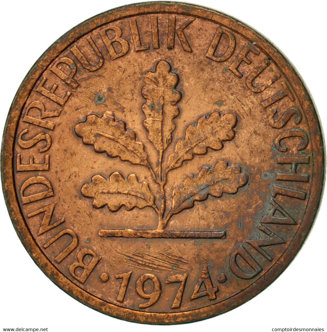 Monnaie, République Fédérale Allemande, Pfennig, 1974, Stuttgart, TTB, Copper - 1 Pfennig