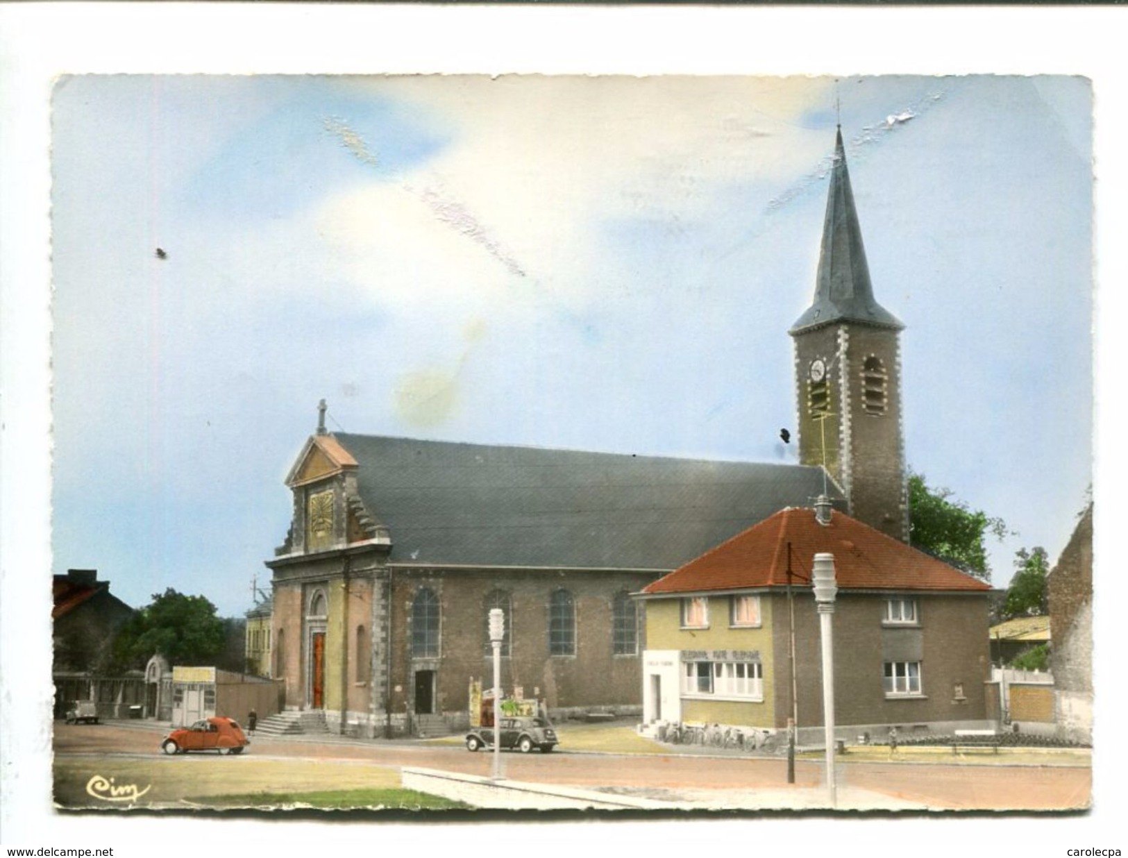 CP - Vieux Conde (59) L Eglise Les P.T.T - Vieux Conde